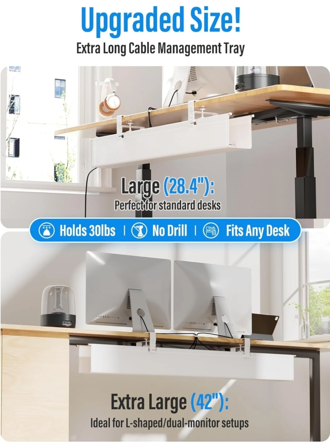 42" Under Desk Cable Management Tray - White - photo 4