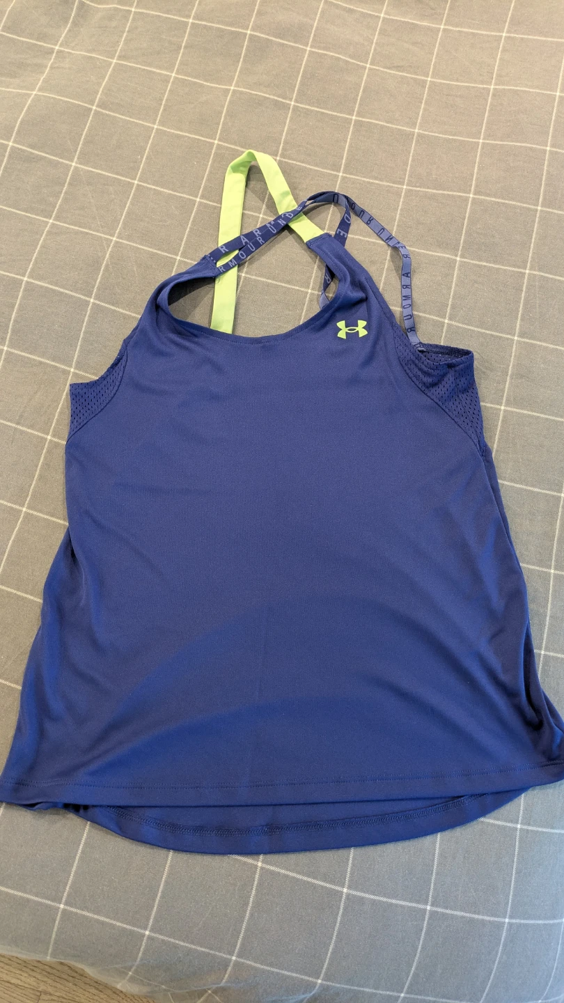 Under Armour Blue Tank Top with Neon Straps Size Medium