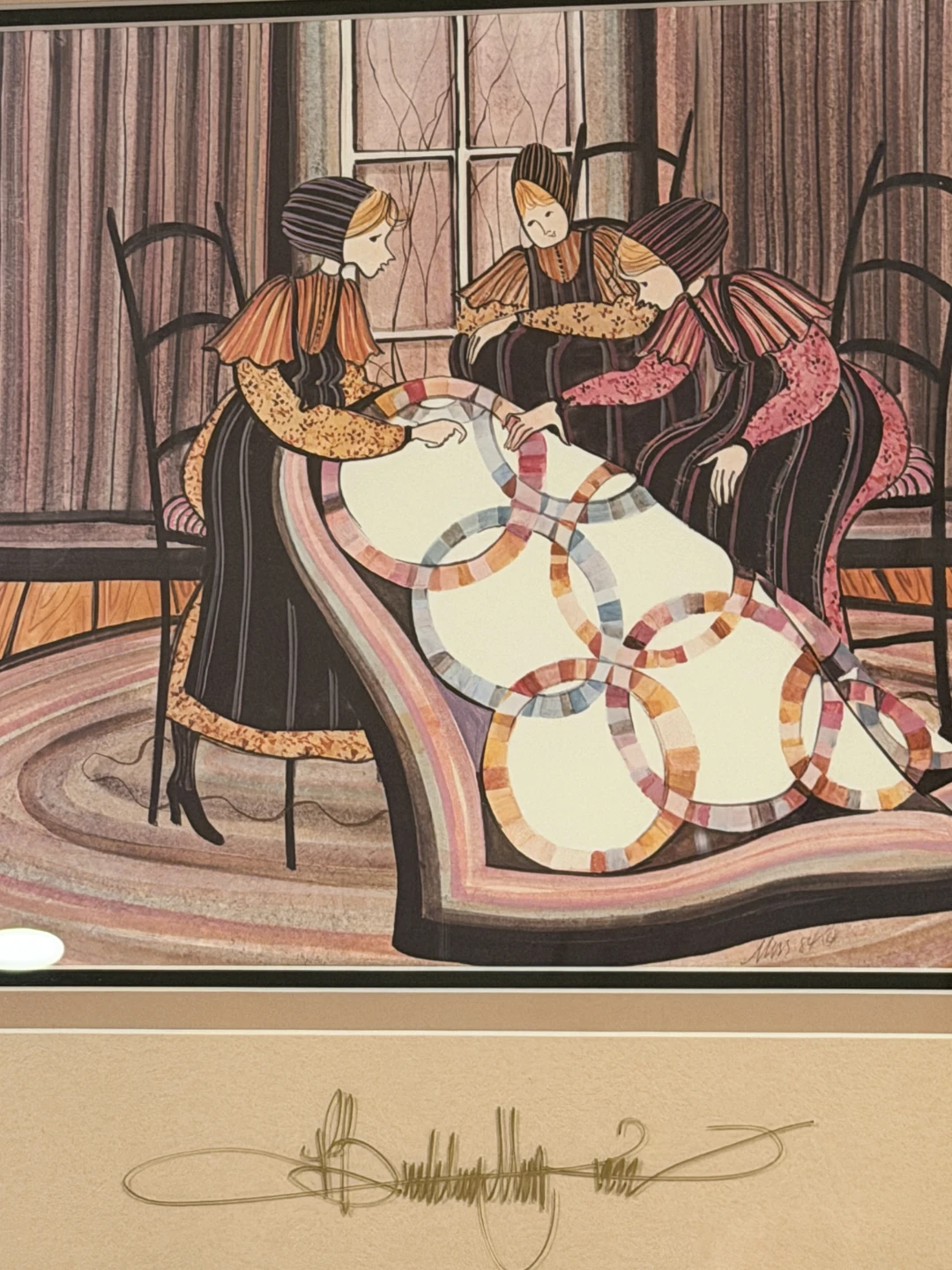 B. Buckley Moss "Double Wedding Ring" Amish Quilt Art Print - photo 3