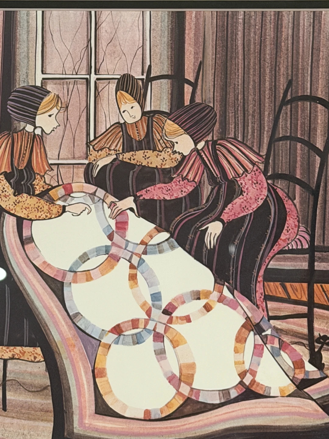 B. Buckley Moss "Double Wedding Ring" Amish Quilt Art Print - photo 4