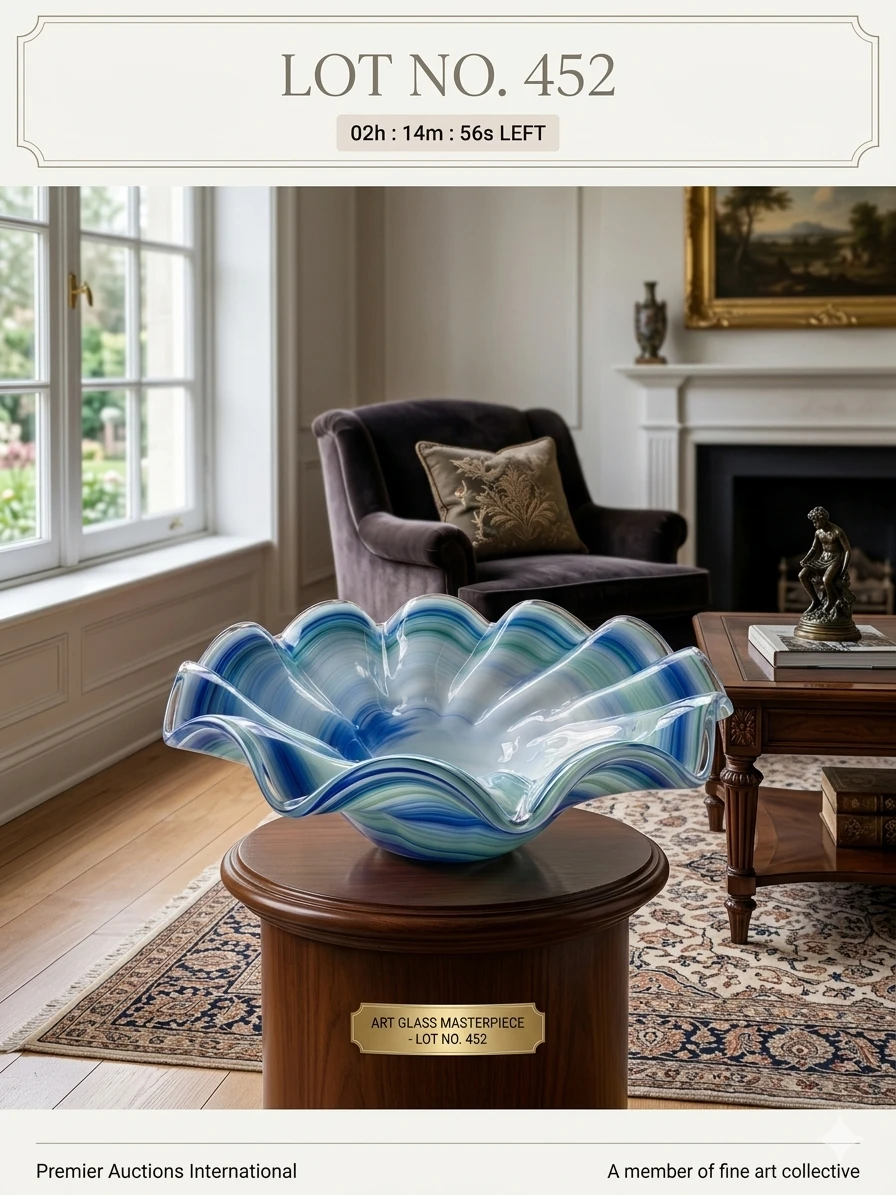 VINTAGE MURANO ART GLASS CENTERPIECE BOWL - photo 2