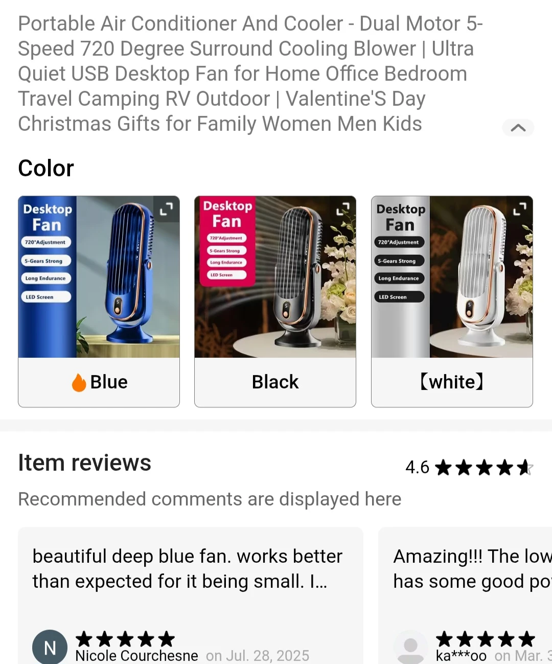 Portable Desktop Fan - Blue - photo 3