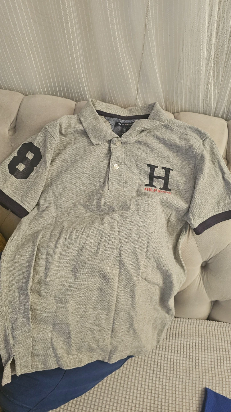 Tommy Hilfiger Grey Polo Shirt - Size M/M (12/14)