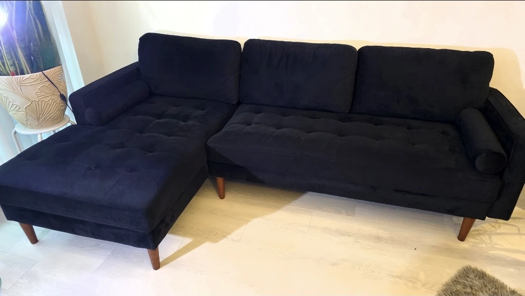 MOVING SALE- Black Sectional Sofa with Chaise