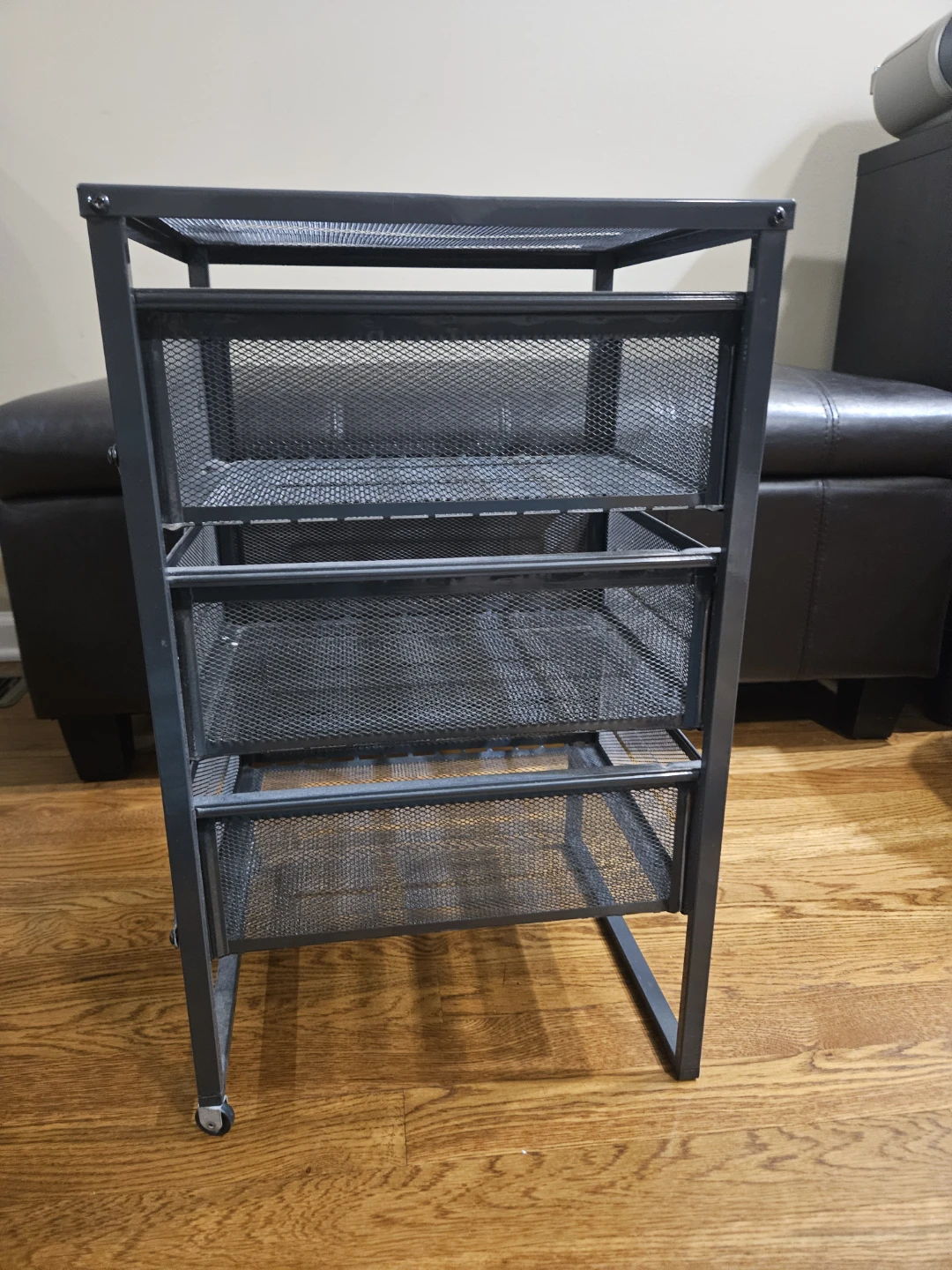 Mesh Rolling Cart with 3 Drawers
