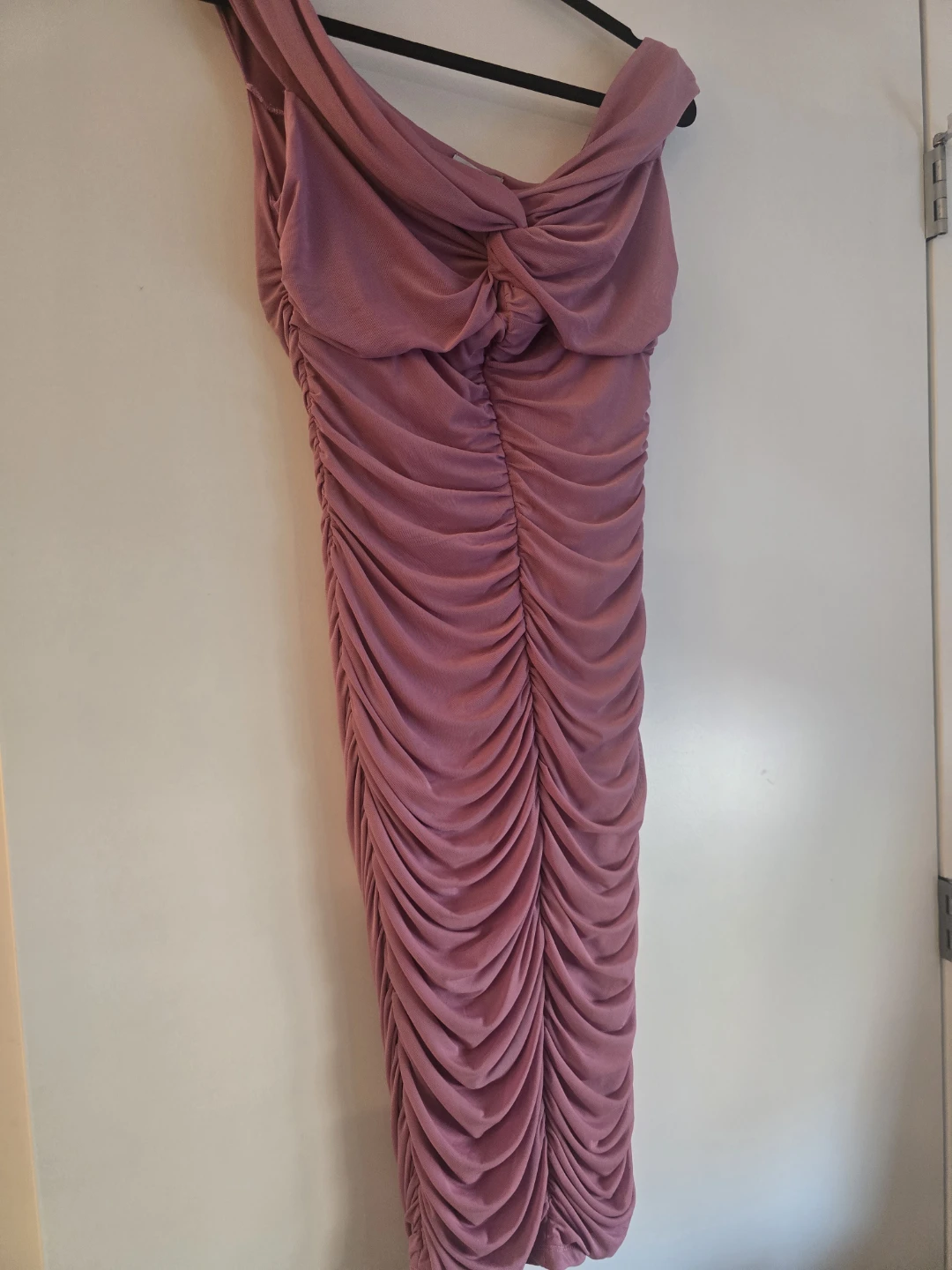 Fashion Nova Pink Ruched Off-the-Shoulder Maxi Dress