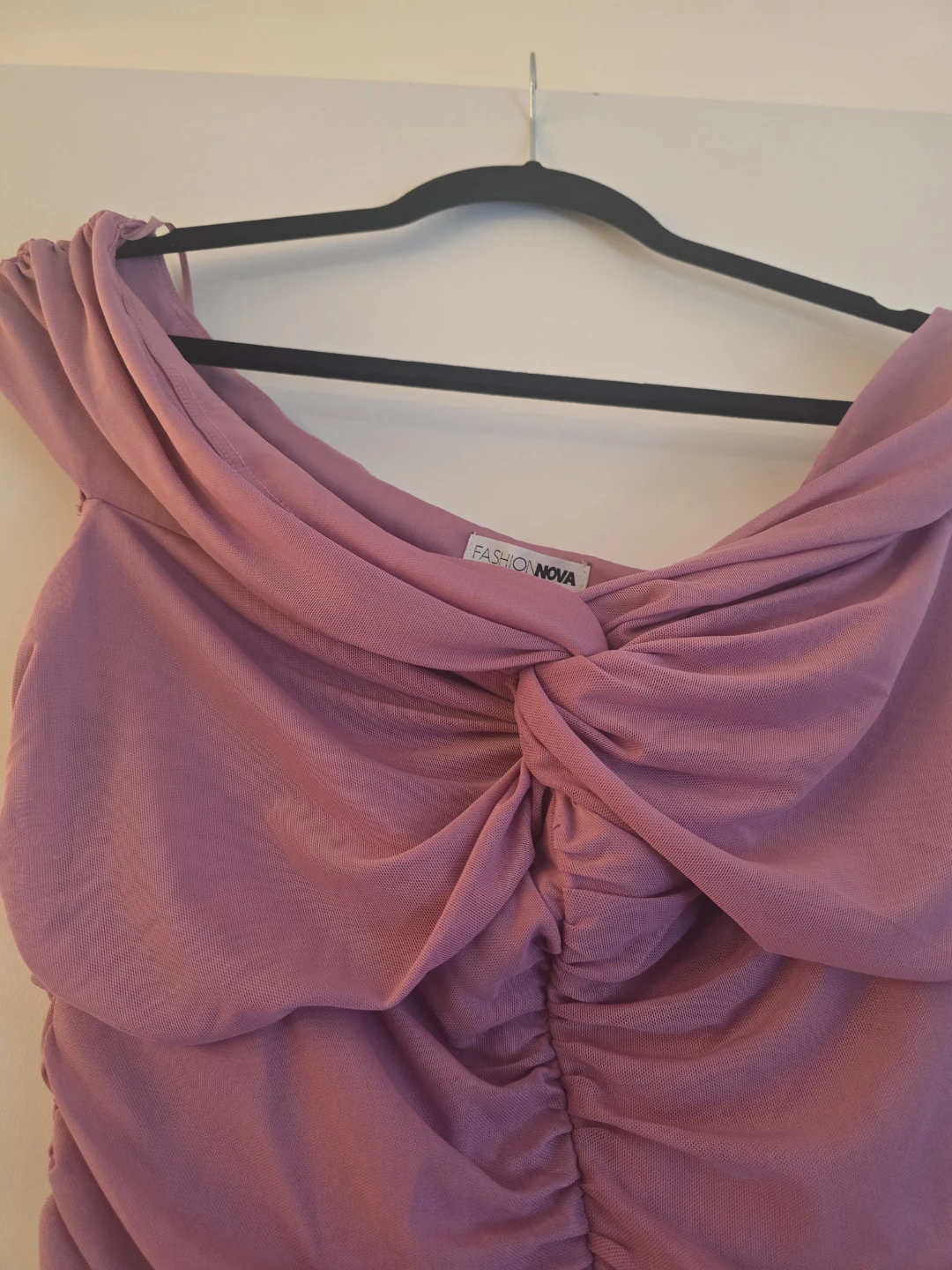 Fashion Nova Pink Ruched Off-the-Shoulder Maxi Dress - photo 2