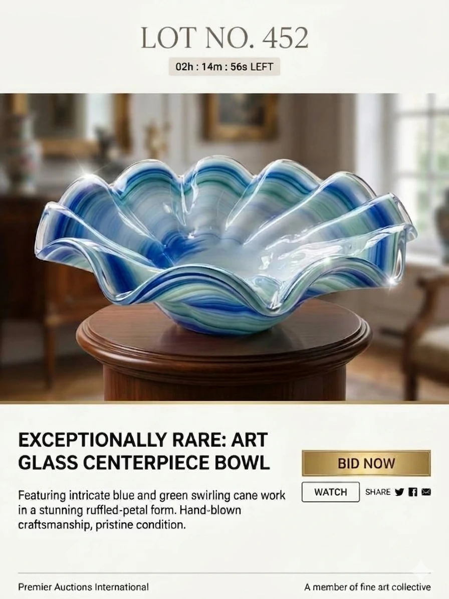 VINTAGE MURANO ART GLASS CENTERPIECE BOWL