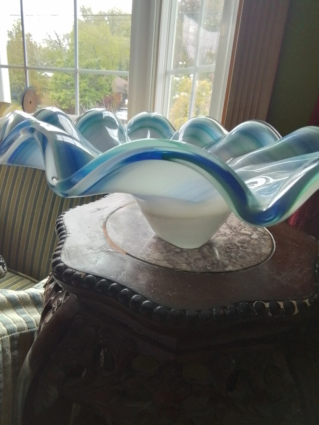 VINTAGE MURANO ART GLASS CENTERPIECE BOWL - photo 5
