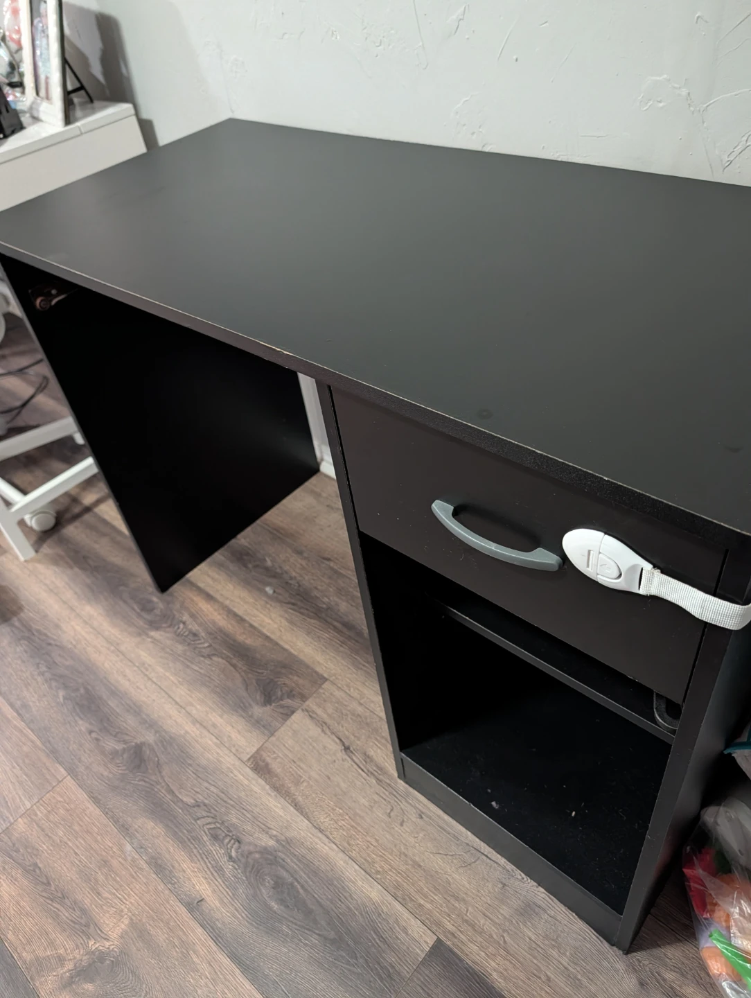 Black Desk with Drawer and Shelves - photo 2