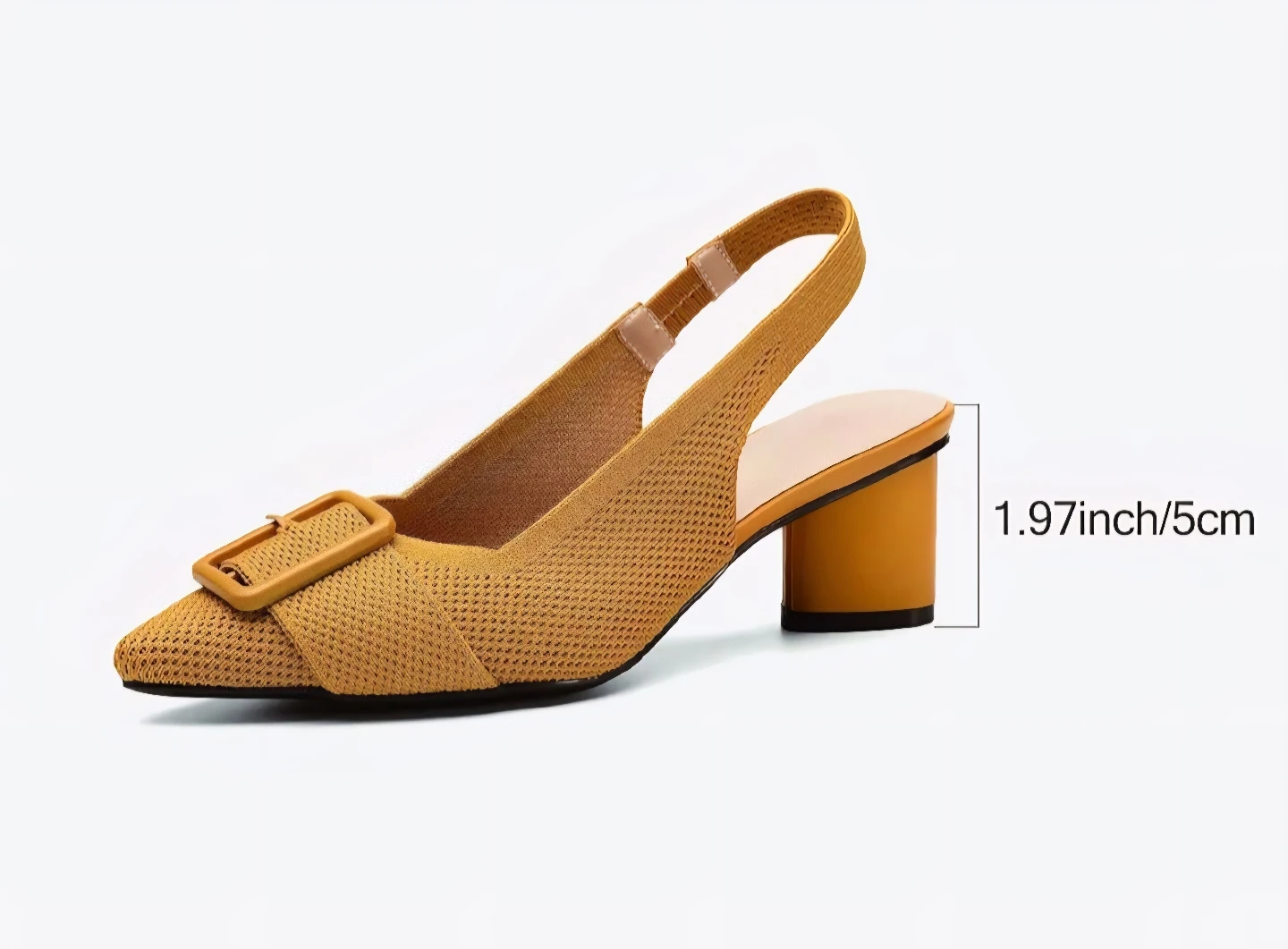 Women's Yellow Slingback Heels with Buckle Accent - photo 3