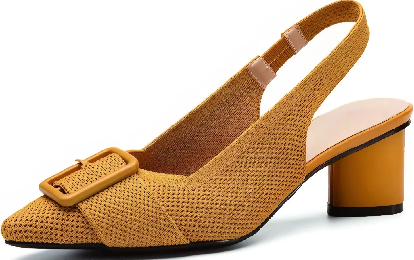 Women's Yellow Slingback Heels with Buckle Accent - photo 4
