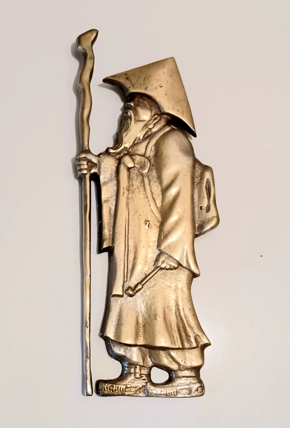 Vtg Unique Heavy Brass Monk Plaque