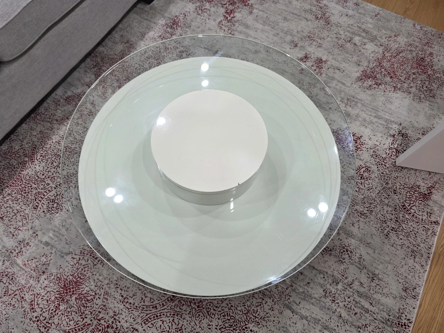 Modern Round Coffee Table with Glass Top