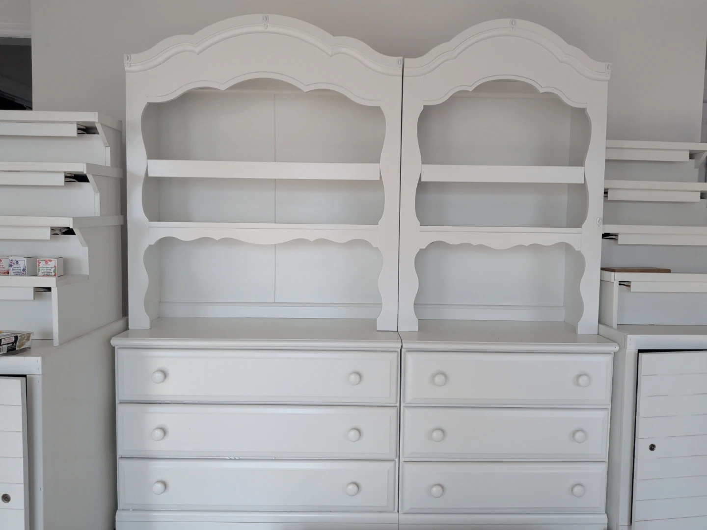 Two White Wooden Hutch with Drawers