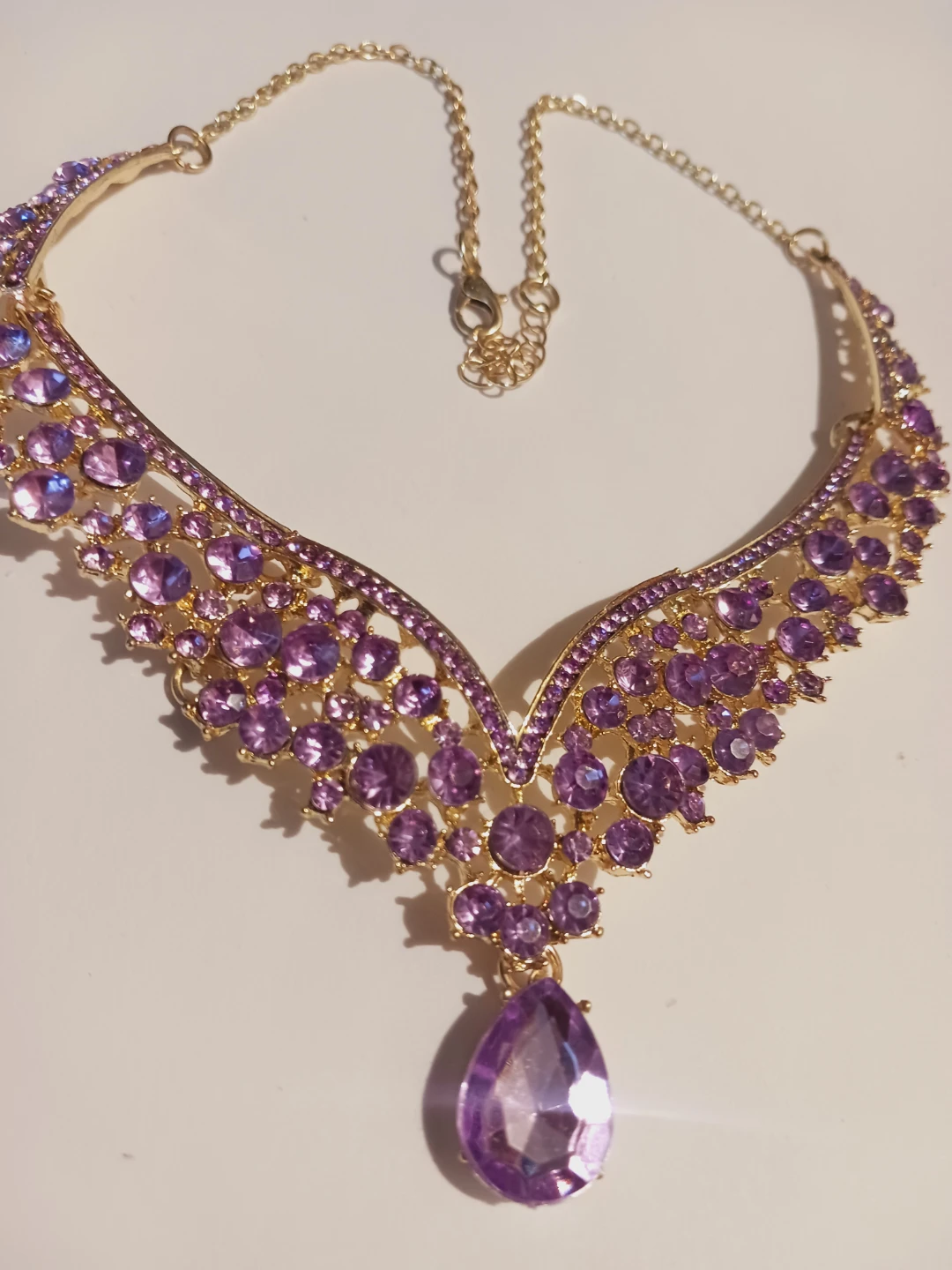 Gorgeous Light Purple Lilac Stones Statement Necklace - photo 5