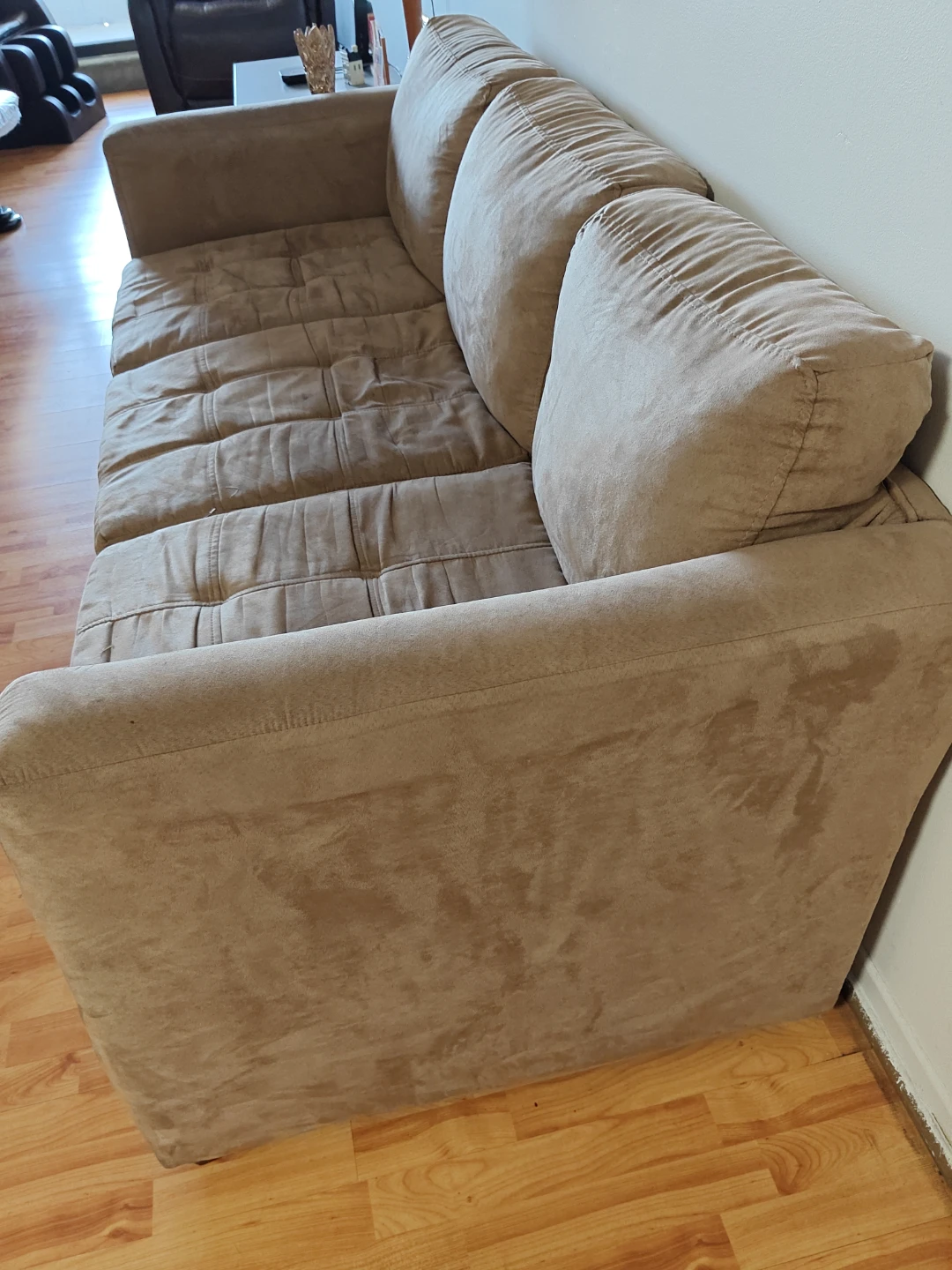 Taupe Suede Sofa - photo 4