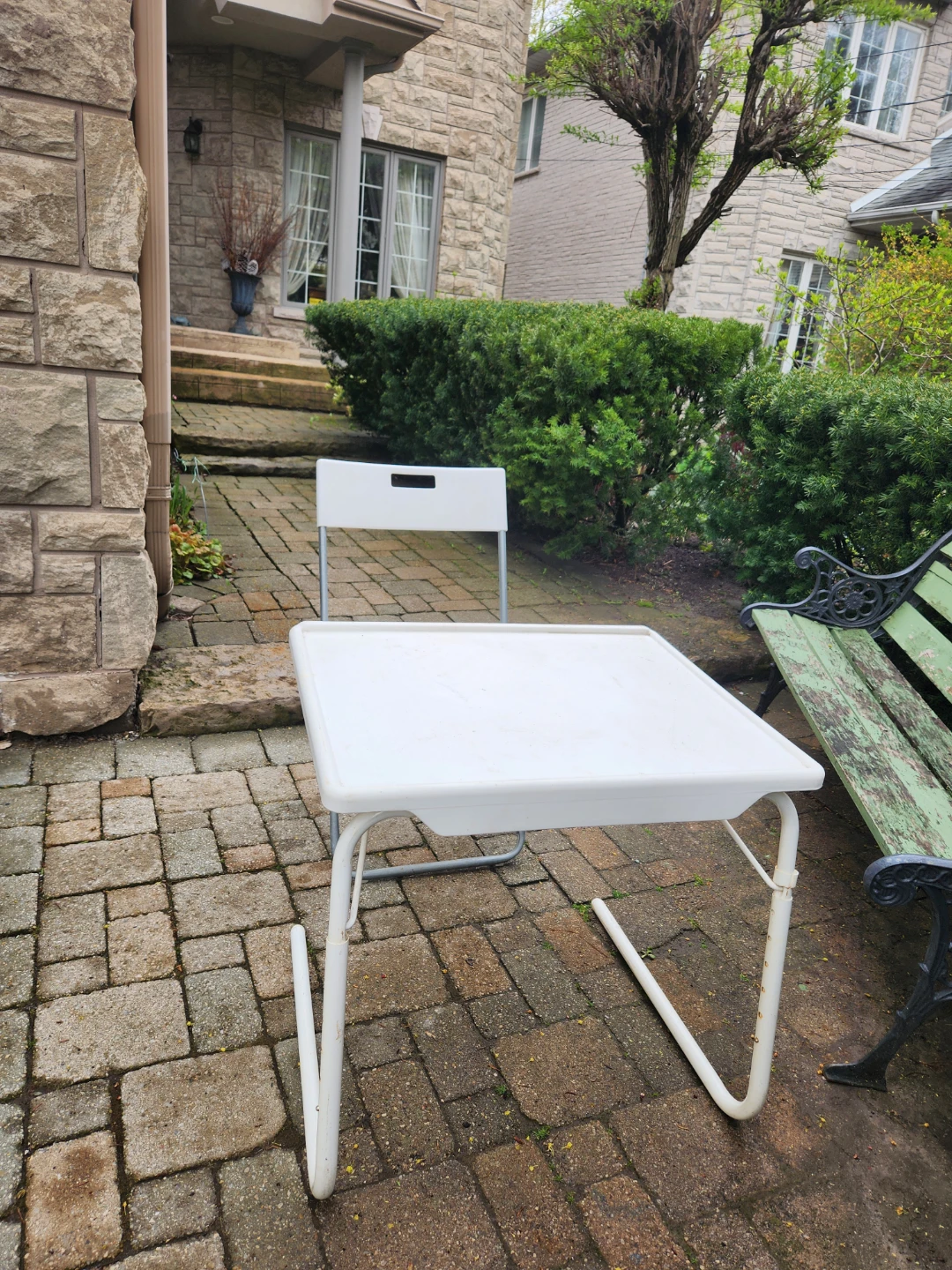 White Foldable Tray Table and Chair Set - photo 2