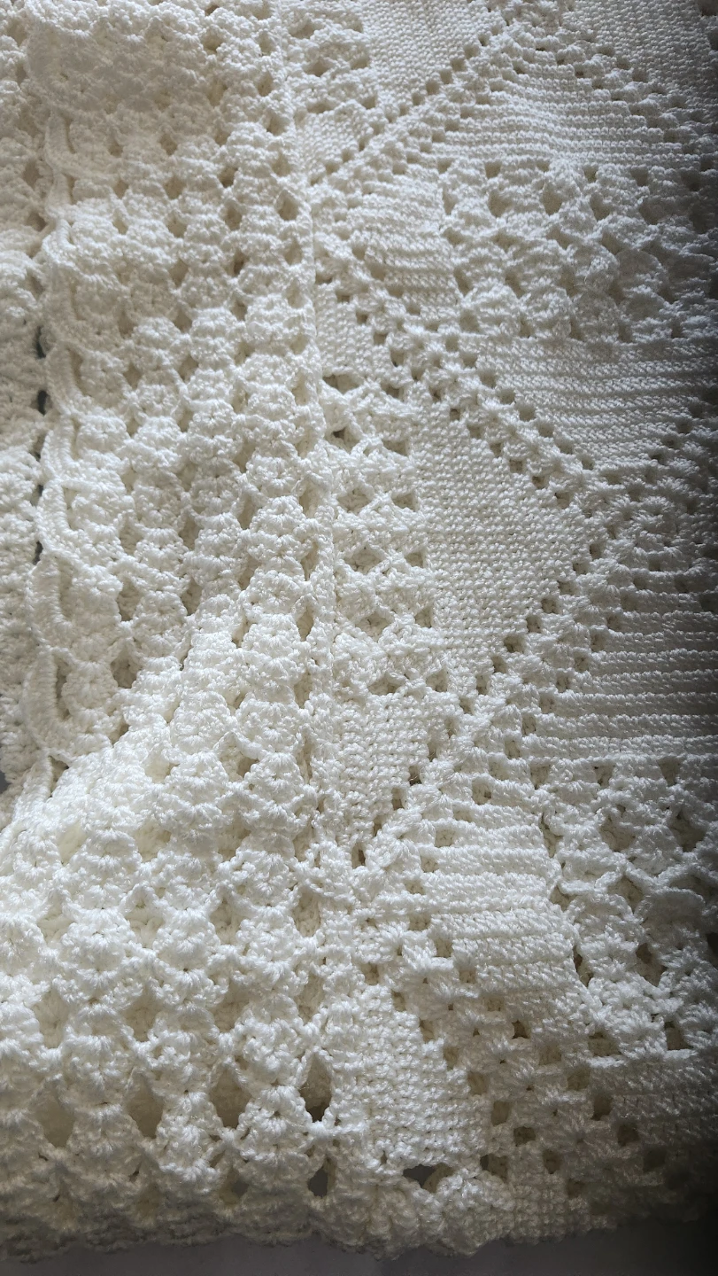 Handmade Cream Crochet Bedding-fits Double, Queen or King Bed - photo 2