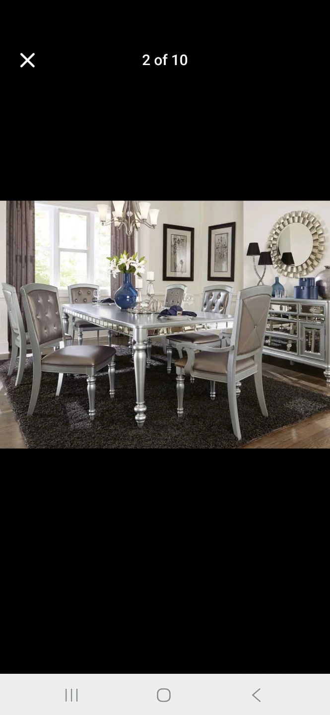Dining Table with Mirrored Accents