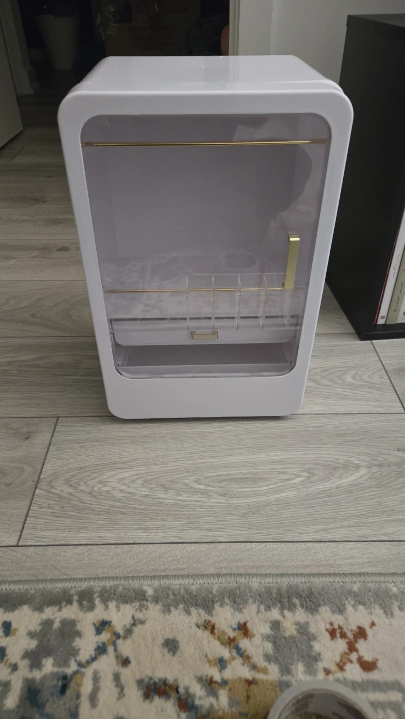 White Makeup Organizer with Gold Accents