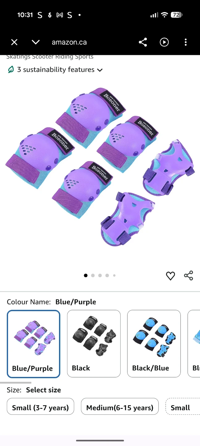 Bosoner Blue/Purple Protective Gear Set (Small)