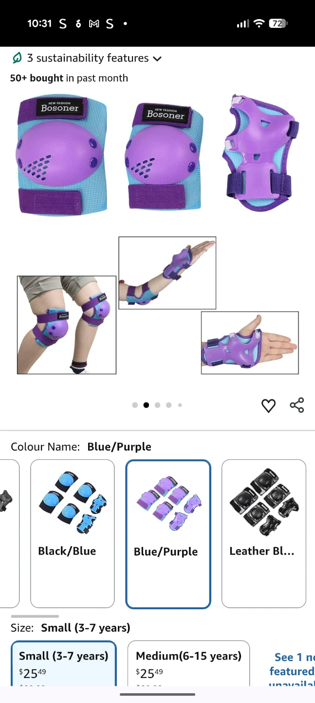 Bosoner Blue/Purple Protective Gear Set (Small) - photo 2
