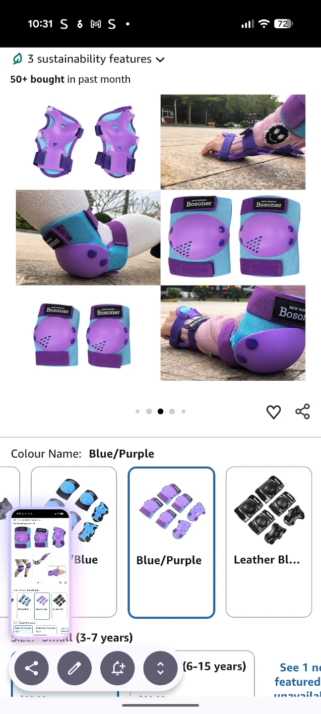 Bosoner Blue/Purple Protective Gear Set (Small) - photo 3
