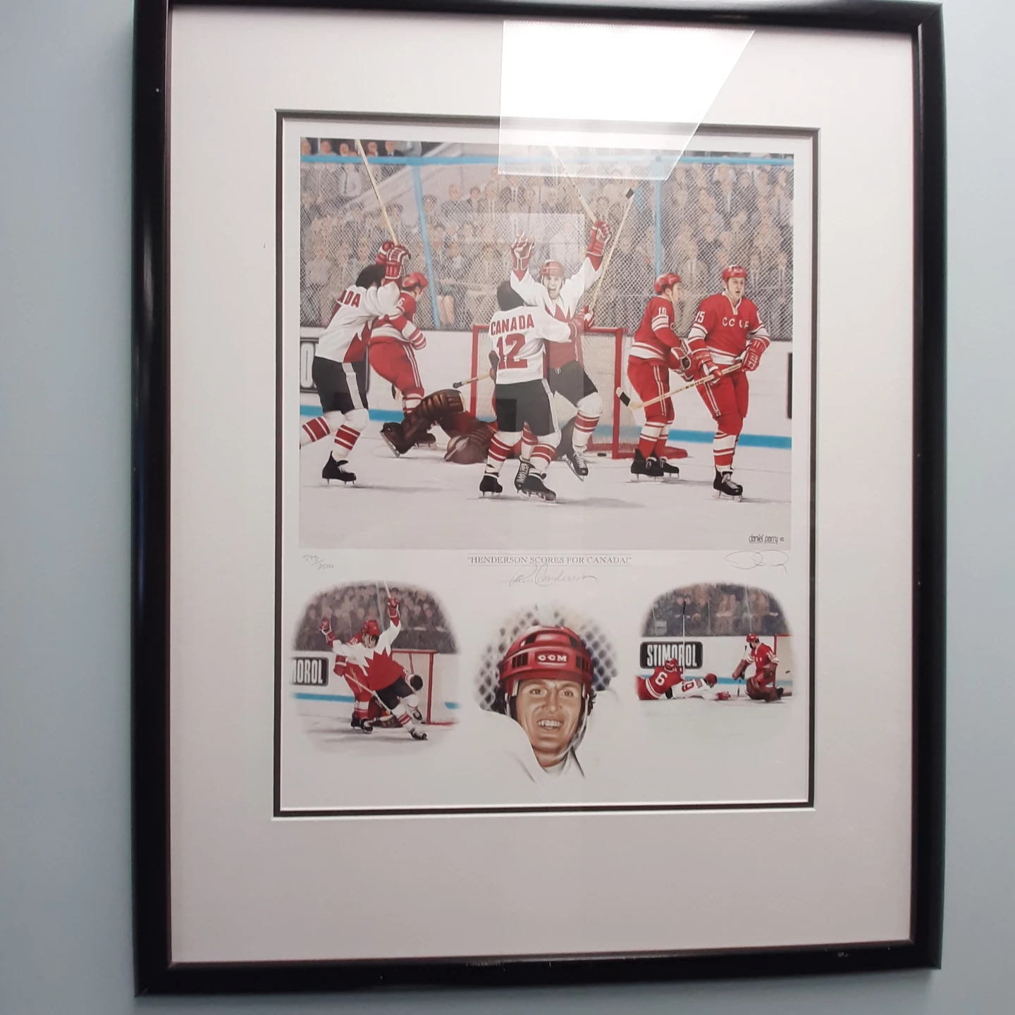Framed "Henderson Scores for Canada!" Hockey Print