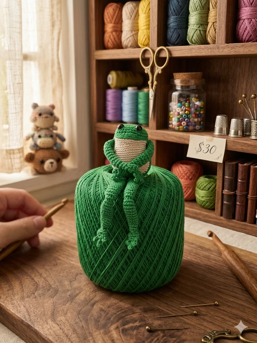 Crocheted Frog Amigurumi  with flxable arms and legs