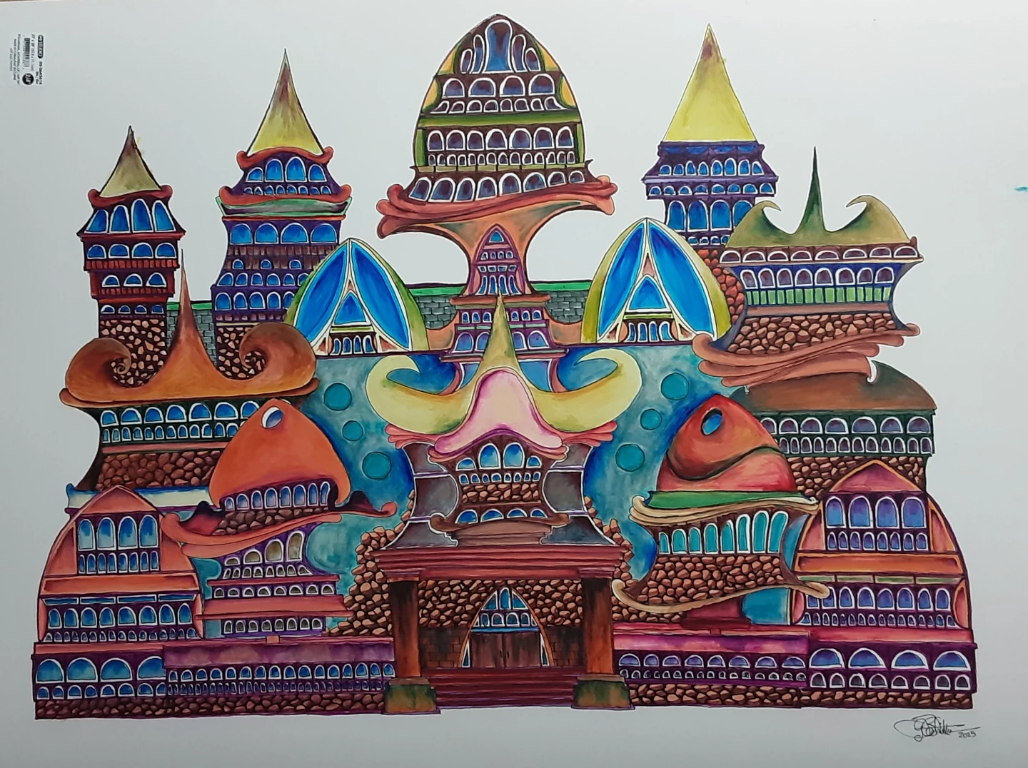 Whimsical Watercolour Art Print - Fantasy Buildings - photo 4