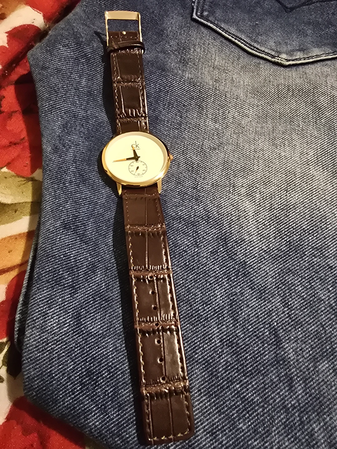 Calvin Klein White Dial Watch with Brown Leather Strap - photo 3