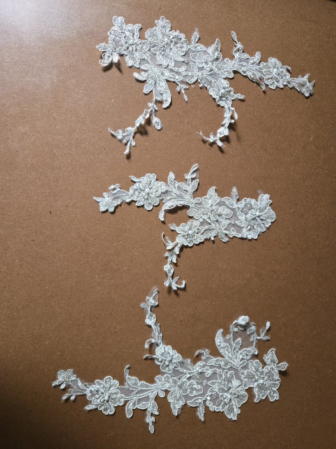 White Lace Appliqué with Beads and Sequins