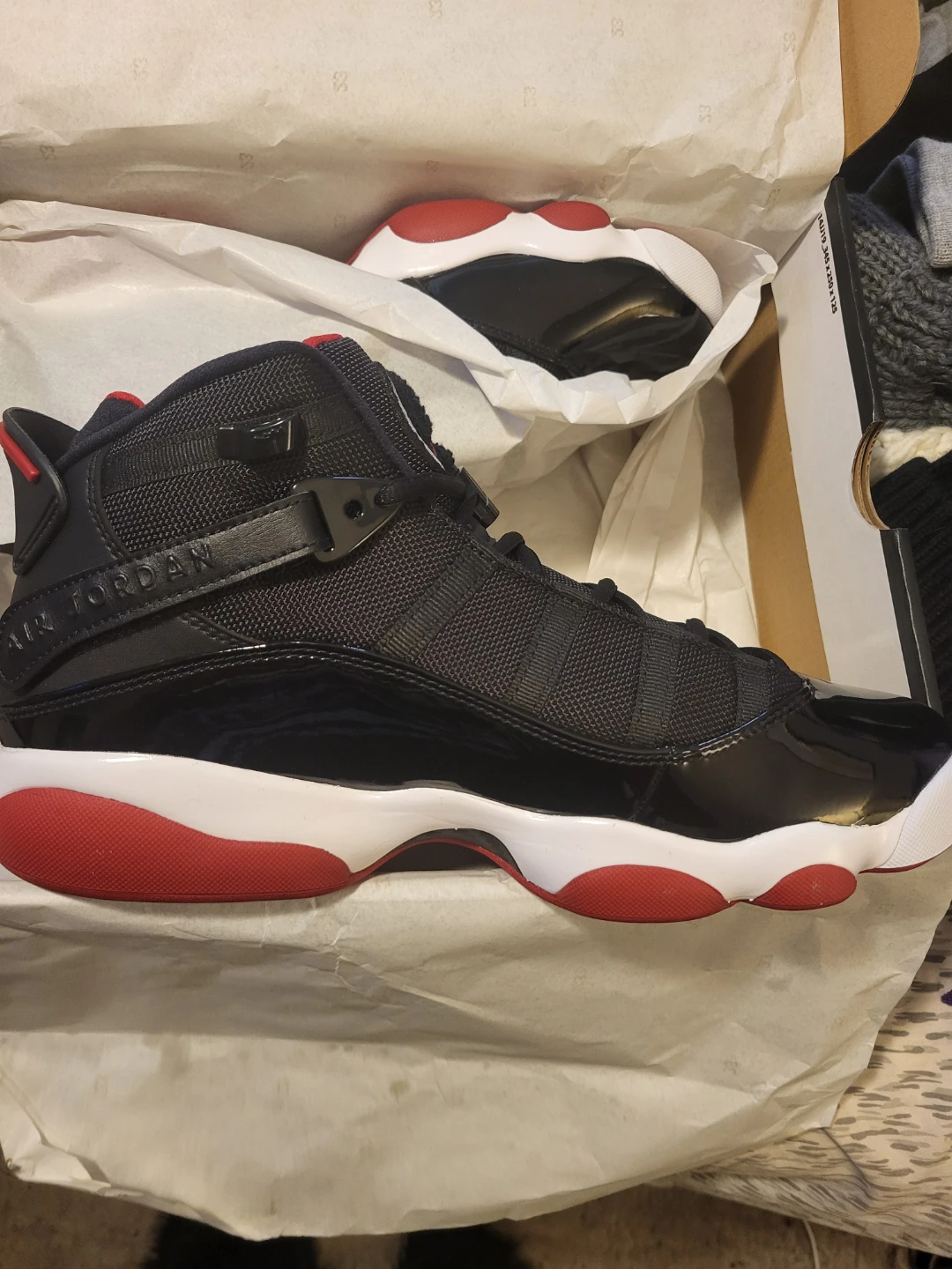 Jordan 6 Rings Shoes Black/Varsity Red-White Size 10