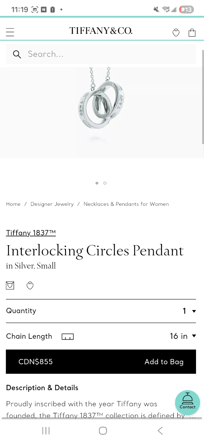 Tiffany & Co. 1837 Interlocking Circles Pendant Necklace - photo 4