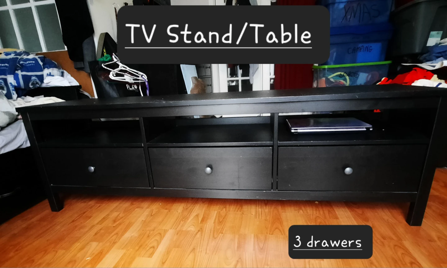 Black TV Stand/Table with 3 Drawers