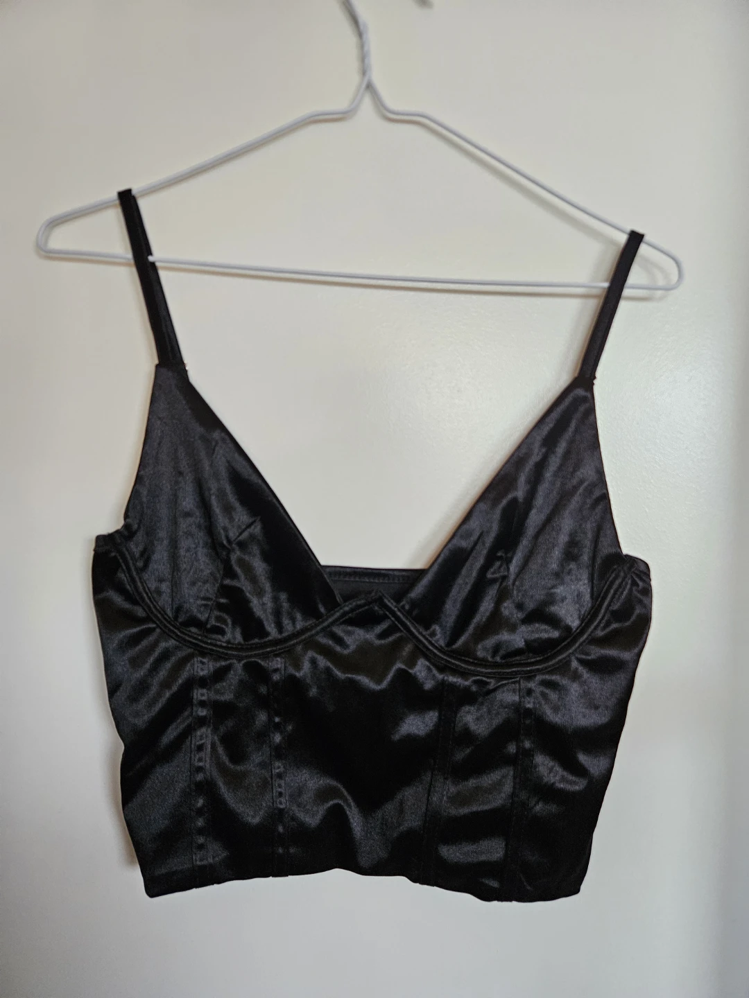 Black Satin Corset Top - Size M