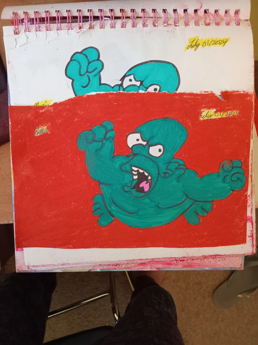 FABER-CASTELL RED BACKGROUND HOMER SIMPSON DRAWING
