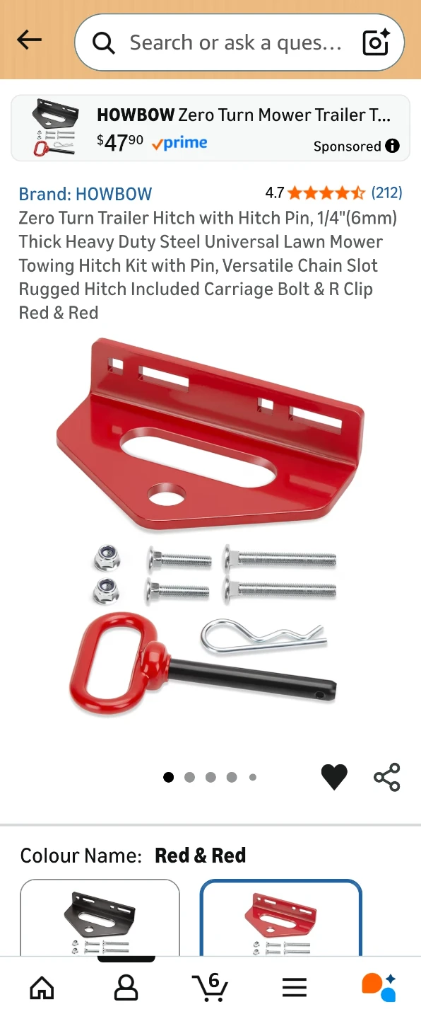HOWBOW Zero Turn Mower Trailer Hitch Kit Red