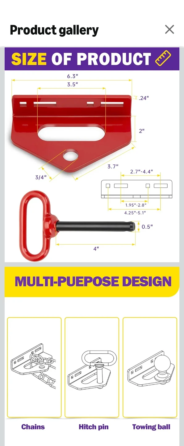 HOWBOW Zero Turn Mower Trailer Hitch Kit Red - photo 2