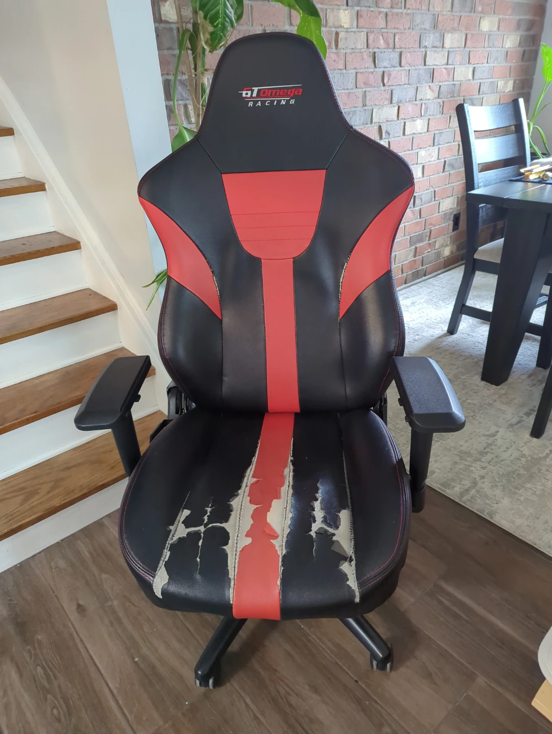 GT Omega Racing Gaming Chair (Black/Red) - Damaged Seat