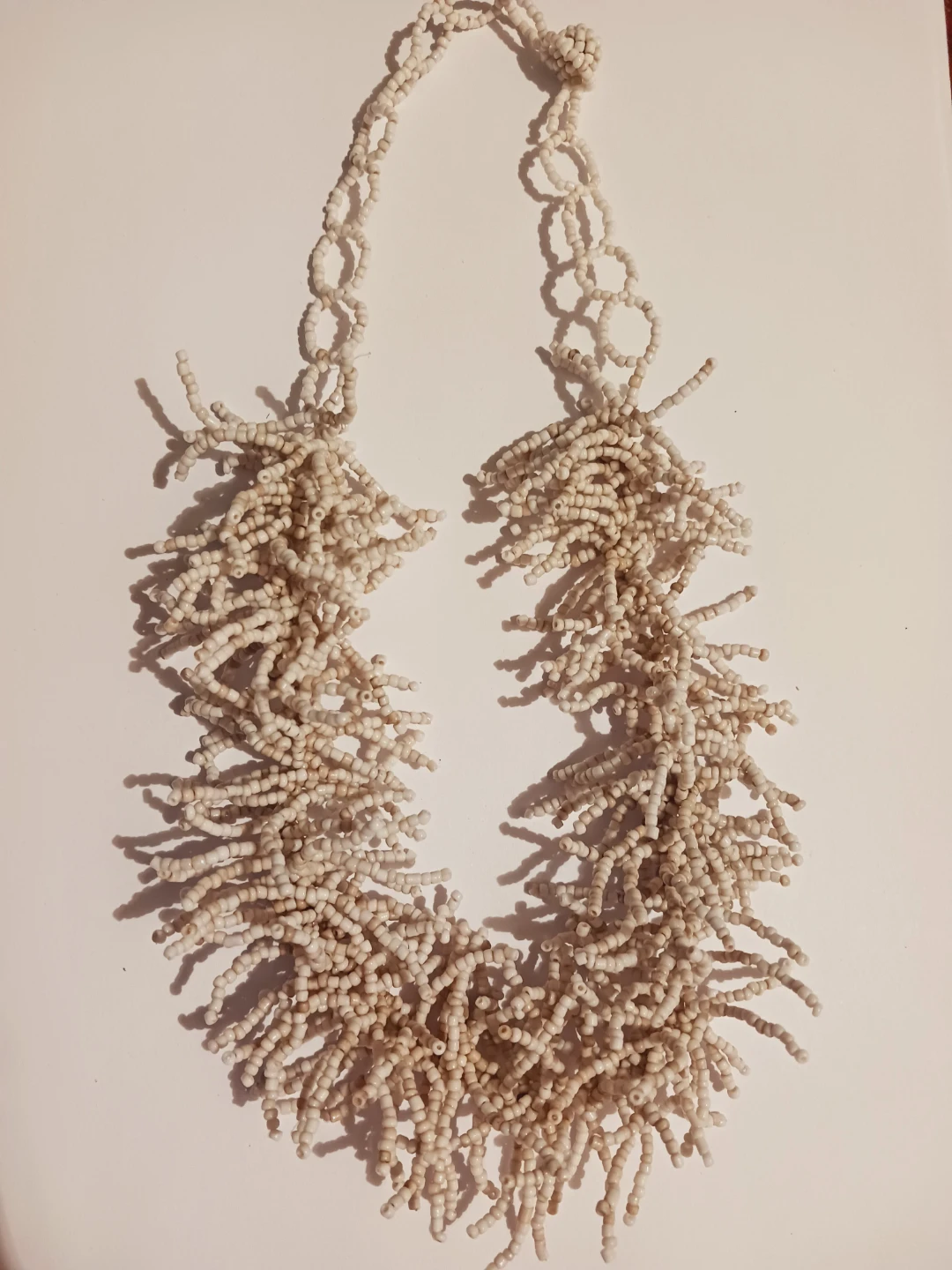 Beautiful Vintage Boho Cream Colored Beaded Necklace - photo 3