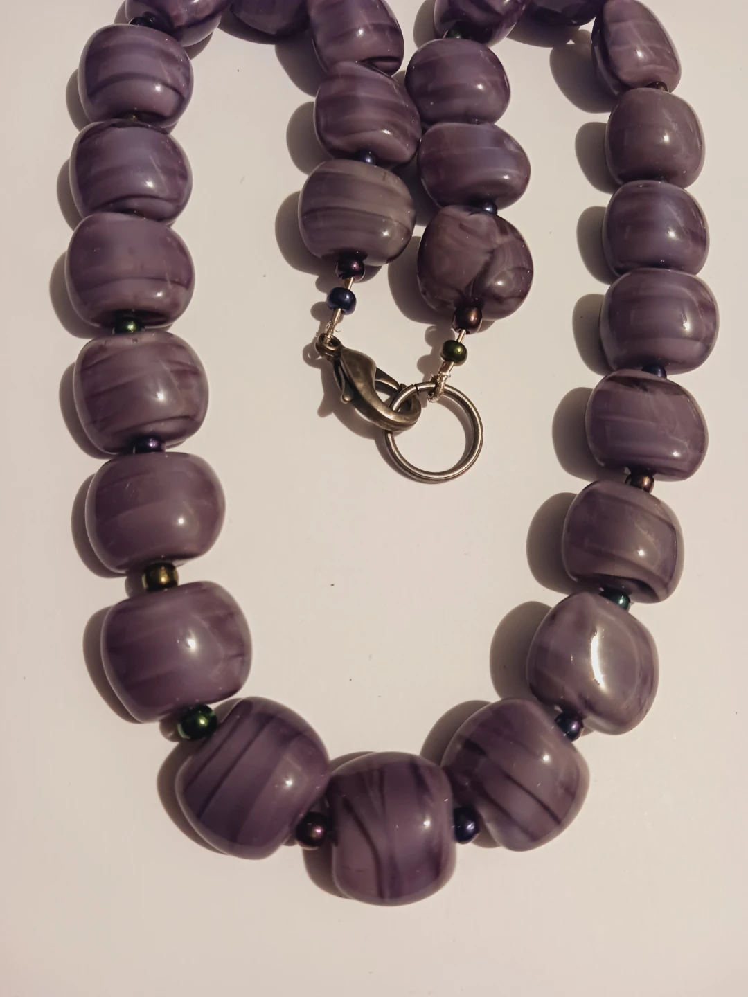 New !! Gorgeous Murano Handblown Purple Swirl Glass Necklace - photo 3