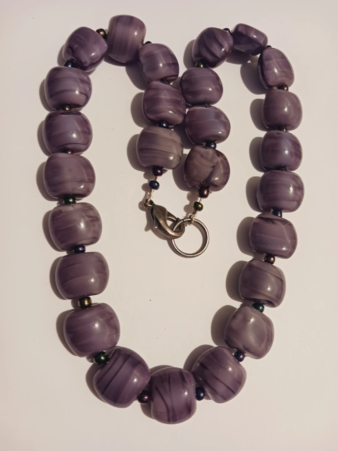 New !! Gorgeous Murano Handblown Purple Swirl Glass Necklace - photo 4