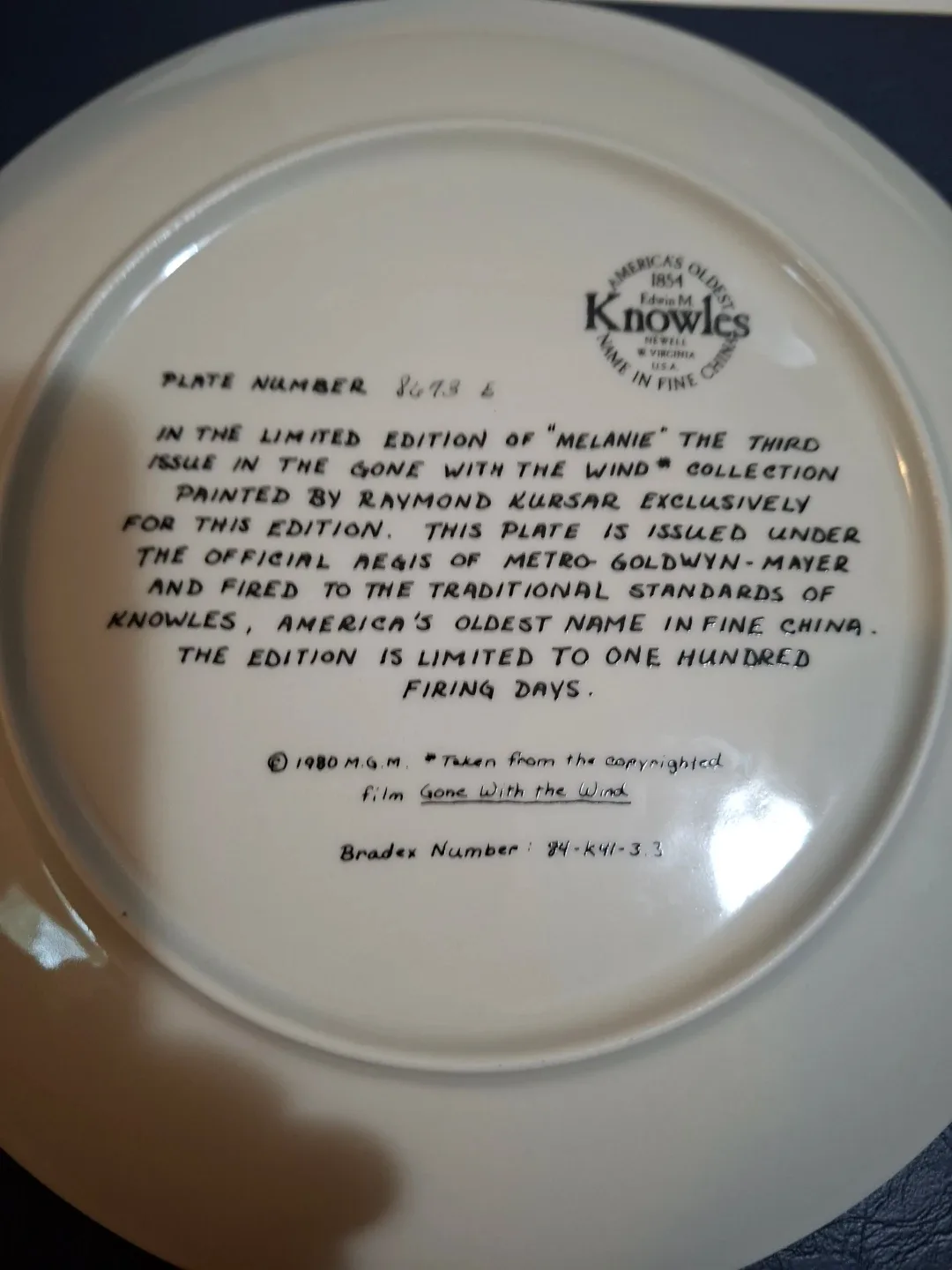 The Edwin M. Knowles "Melanie" Collector Plate - photo 2