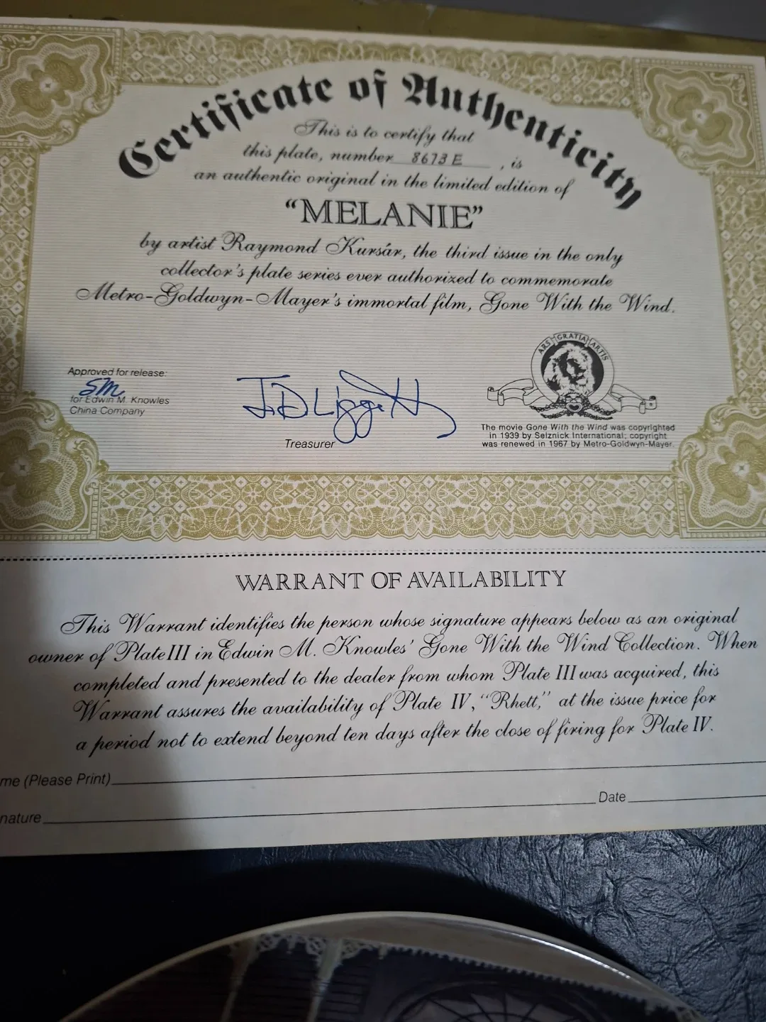 The Edwin M. Knowles "Melanie" Collector Plate - photo 3