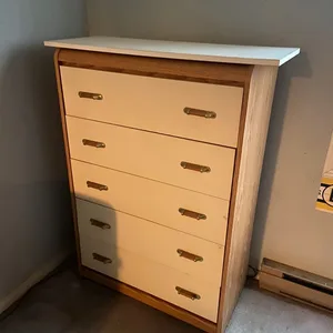 5 Drawer Dresser - Wood and Cream