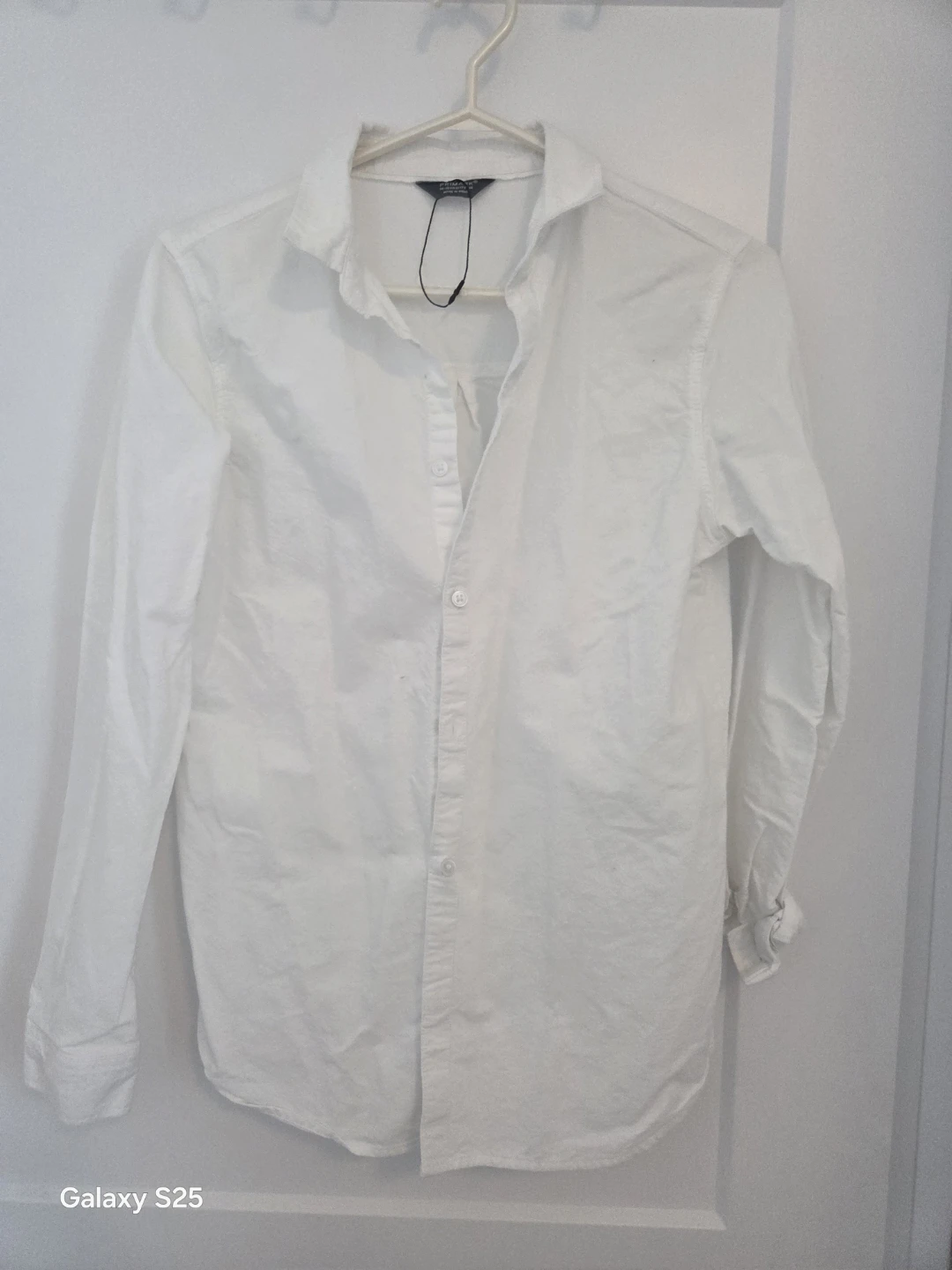 Primark White Button-Up Shirt - Size M (14-15 Yrs)