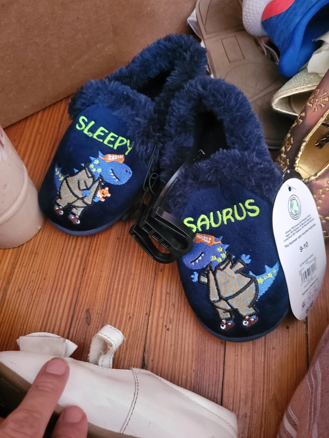Kids Blue Dinosaur Slippers