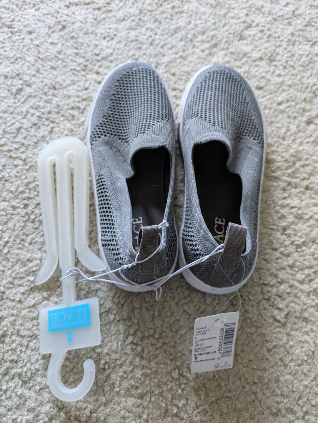 The Children's Place Youth Grey Slip-On Sneakers Size 1